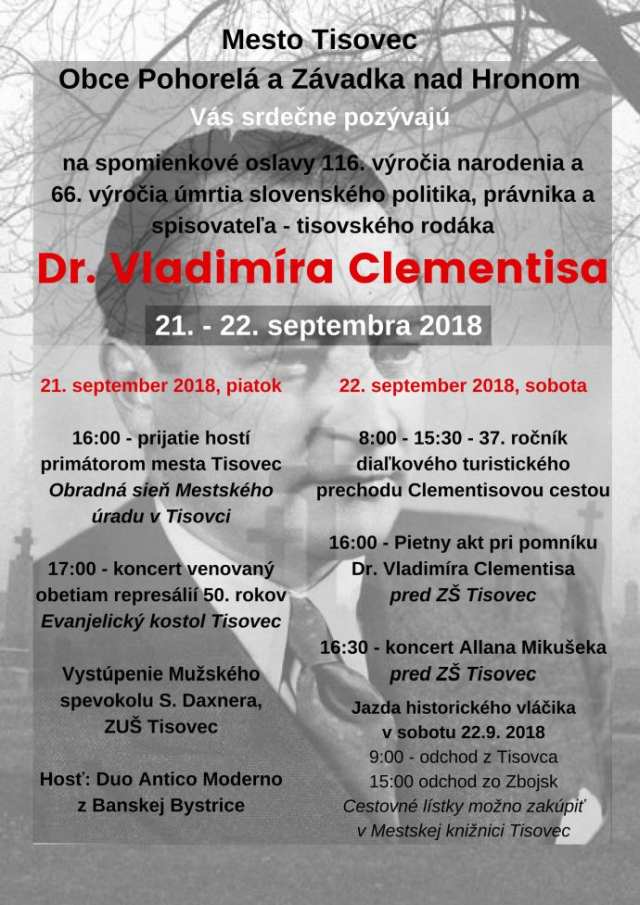 21. – 22. 9. 2018 CLEMENTISOVE DNI, Tisovec
