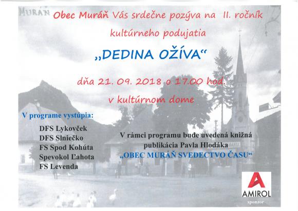 21.9.2018 – DEDINA OŽÍVA, Muráň