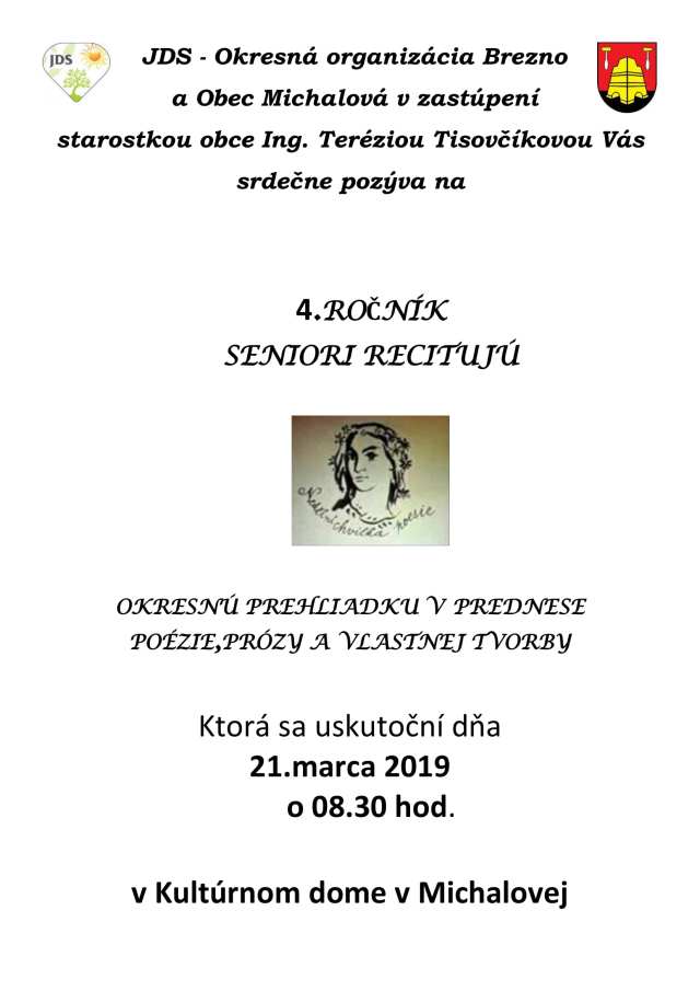 21.3.2019 SENIORI RECITUJÚ, Michalová