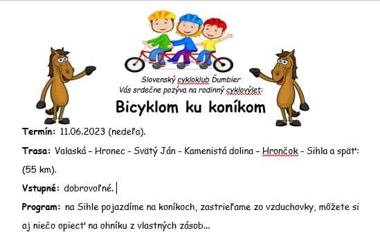 Bicyklom ku koníkom Valaská-Hronec-Sihla